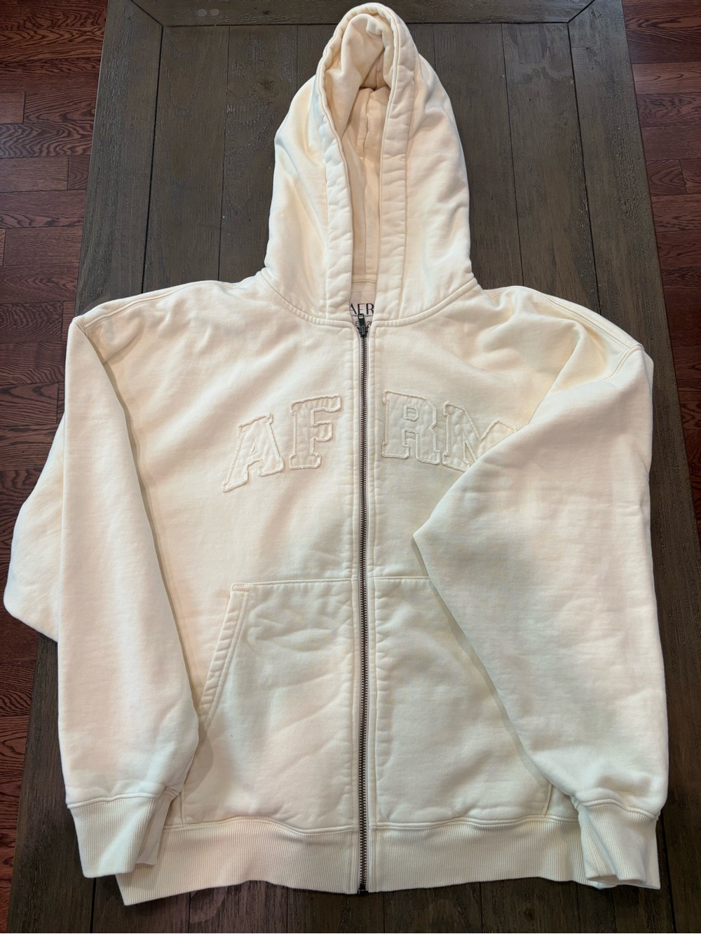 AFRM Cream Full-Zip Hooded Sweatshirt - Picture 3 of 7